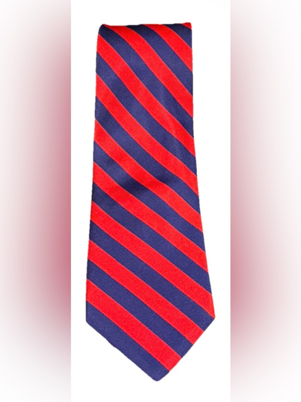 Vintage Brooks Brothers Makers Silk Necktie Red Navy Repp Stripe Ivy